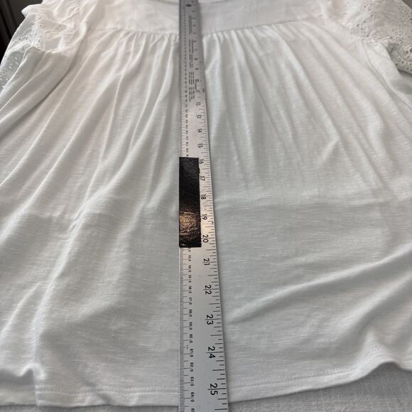 Knox Rose XL White Eyelet Boho Peasant Tunic Top Short Sleeve Eyelet Embroidery - Picture 13 of 16